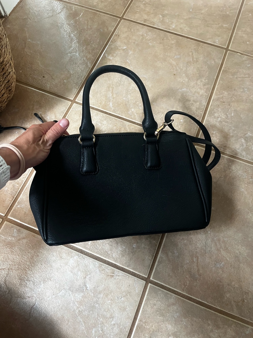 Structured Black Women's Satchel with Top Handles